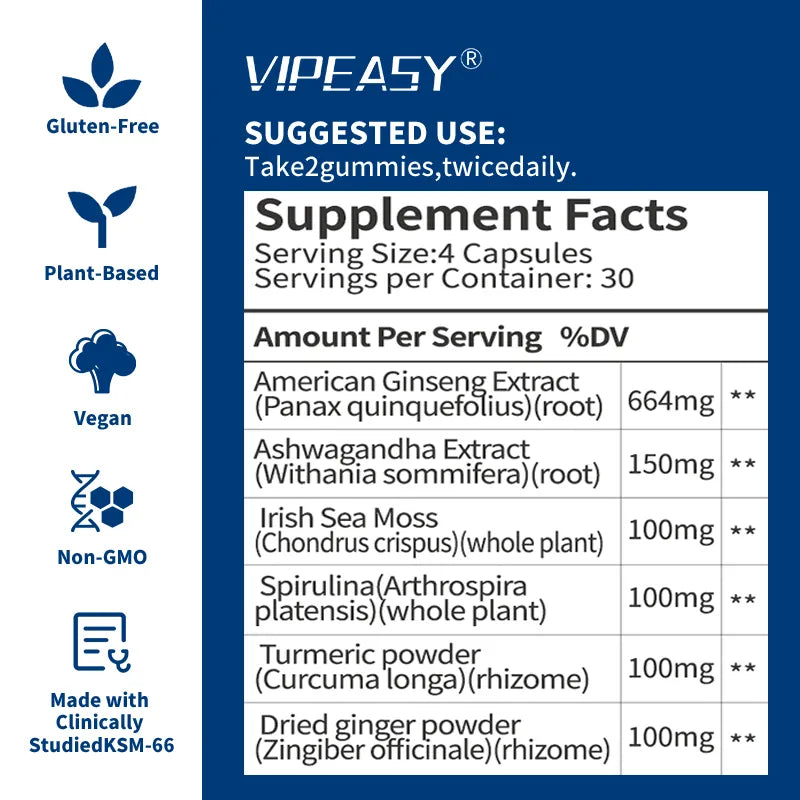 VIPEASY® ASHWAGANDHA PLUS Supplement -2Pack