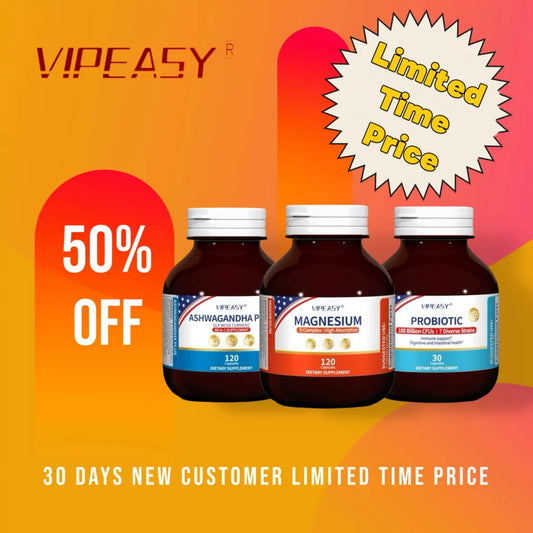 VIPEASY Probiotic Magnesium Ashwagandha Plus -3 Pack